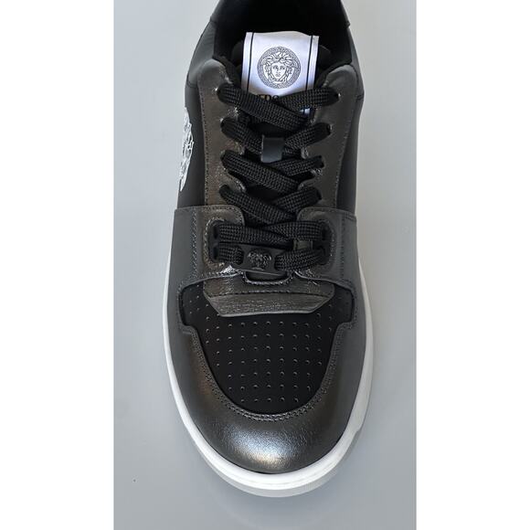 Versace Medusa Men’s Black/Silver Leather Sneakers 8.5 US (41.5) 1013377 IT NIB - Picture 4 of 15